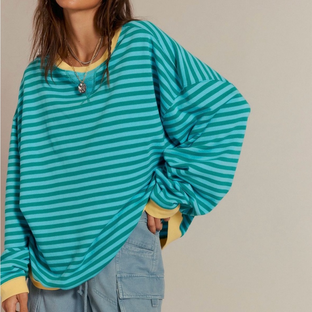 Free People Oversized Striped Pullover